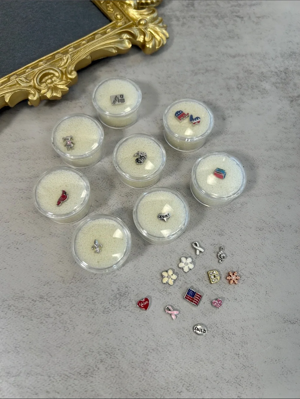Bundle of Origami Owl Enamel Accent Charms in Pink, Red, White, Gold & Silver